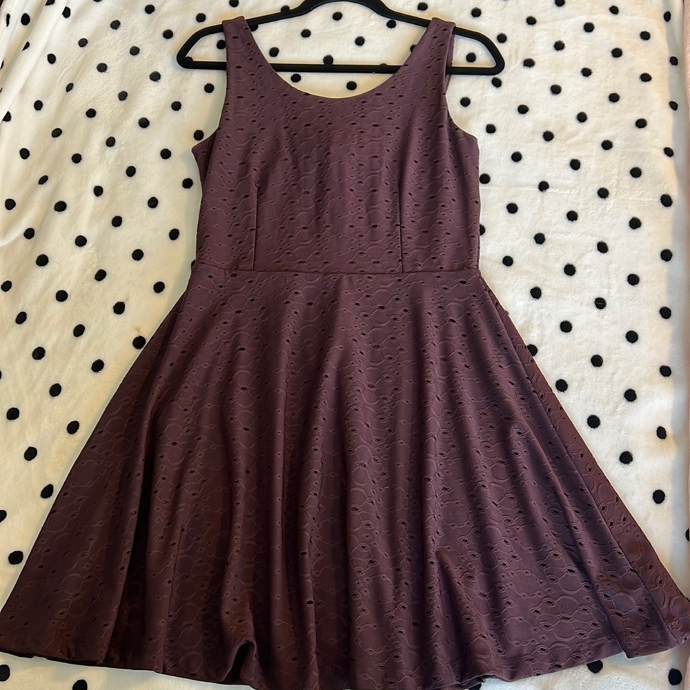 Loft Eyelet Dress Plum color